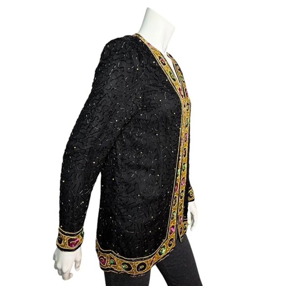 VINTAGE LAURENCE KAZAR Beaded Jazz Club Evening Jacket - Picture 2 of 10